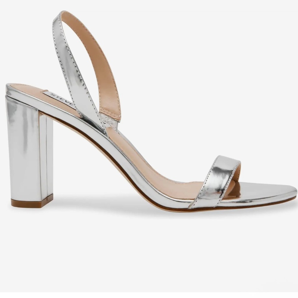 Steve Madden Silver Block Heel Sandals